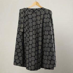Black - printed cotton wrap around skirt 05 - handcrafted