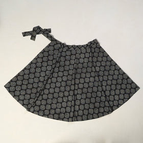 Black - printed cotton wrap around skirt 05 - handcrafted
