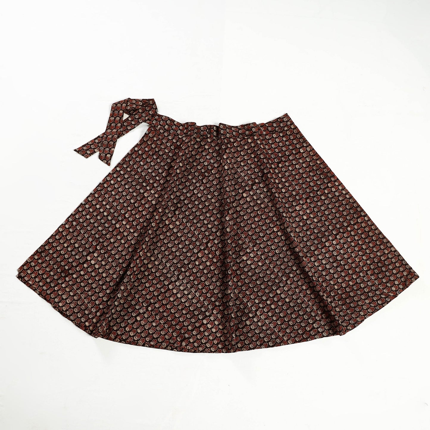  Ajrakh Block Printed Cotton Wrap Around Skirt 