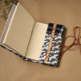 Printed fabric cover handmade paper notebook with thread