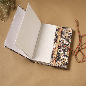 Printed fabric cover handmade paper notebook with thread