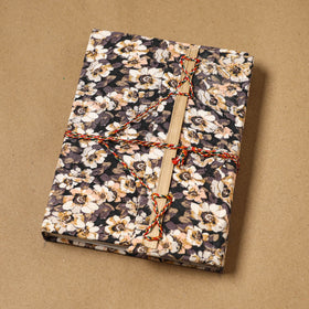 Printed fabric cover handmade paper notebook with thread