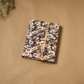 Printed fabric cover handmade paper notebook with thread