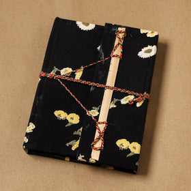 Printed fabric cover handmade paper notebook with thread