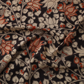 Black Printed Kalamkari Cotton Fabric