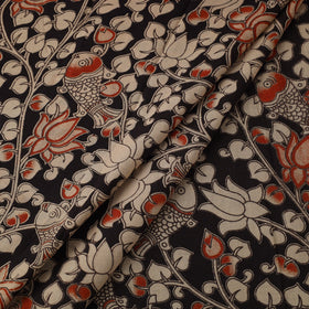 Black Printed Kalamkari Cotton Fabric