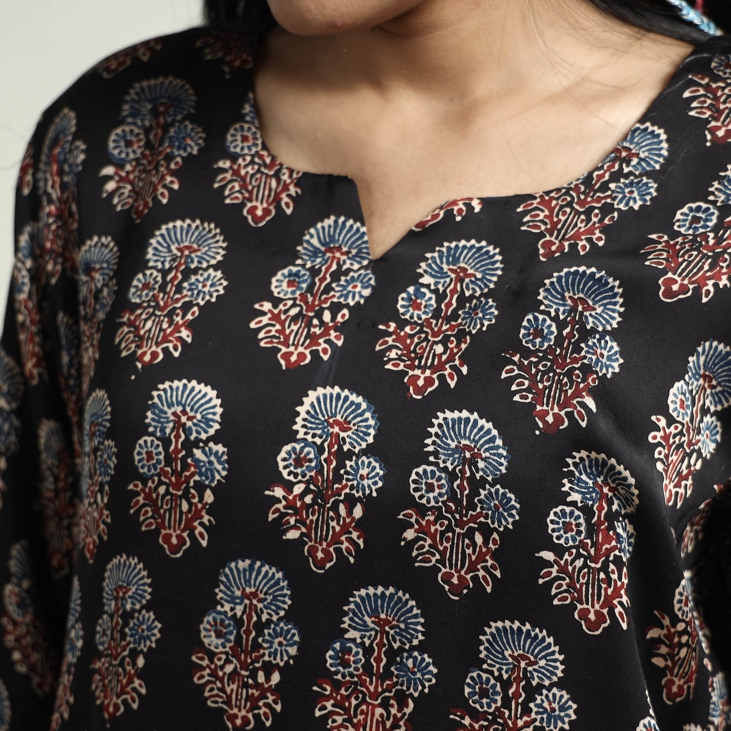  Ajrakh Block Printed Modal Silk Kurta with Palazzo Set 