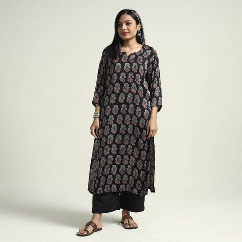  Ajrakh Block Printed Modal Silk Kurta with Palazzo Set 