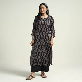  Ajrakh Block Printed Modal Silk Kurta with Palazzo Set 