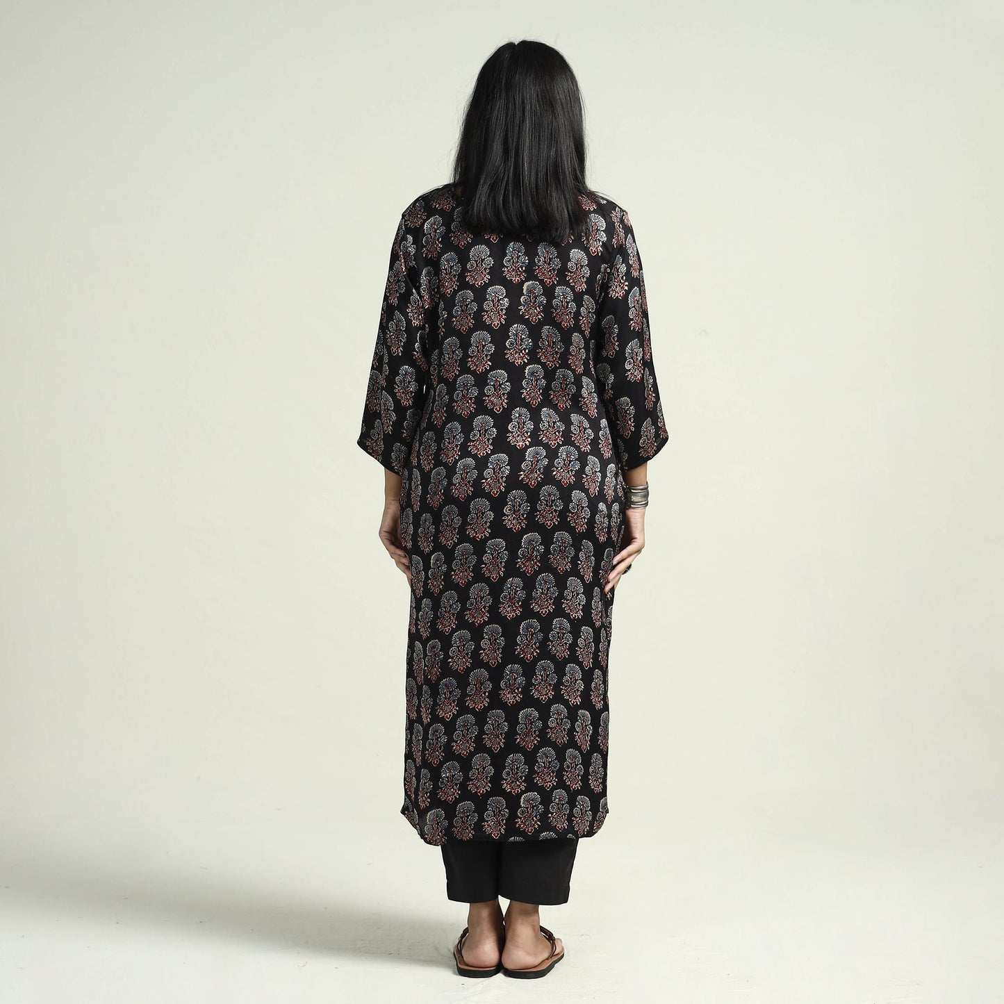  Ajrakh Block Printed Modal Silk Kurta with Palazzo Set 