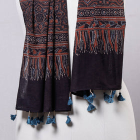 Buy  Ajrakh Block Printed Mul Cotton Stole with Tassels Online at iTokri.com
