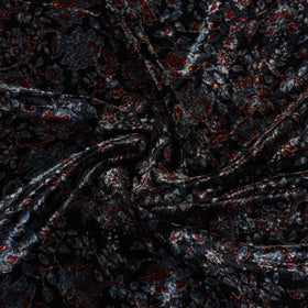 Buy Black Block Printed Velvet Natural Dyed Ajrakh Fabric