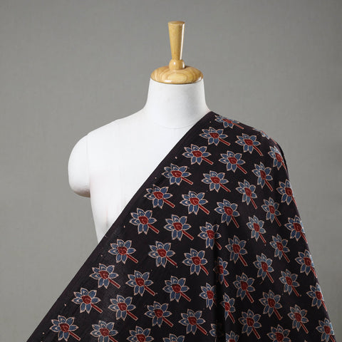 Buy Black Pure Cotton Ajrakh Print Fabric Online i iTokri.com