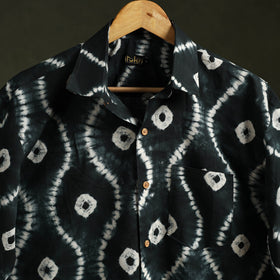Black - pure cotton full sleeve tie-dye men shibori shirt