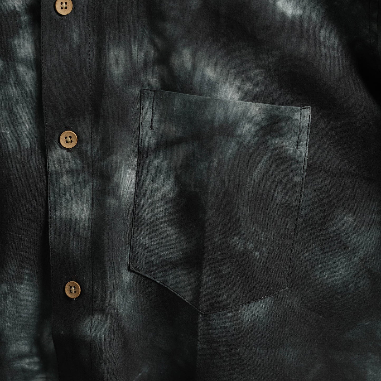 Black - pure cotton half sleeve tie-dye men shibori shirt
