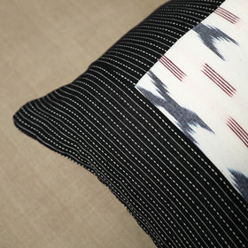 Black Kantha Stitch Ikat Cushion Cover
