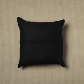 Black Kantha Stitch Ikat Cushion Cover
