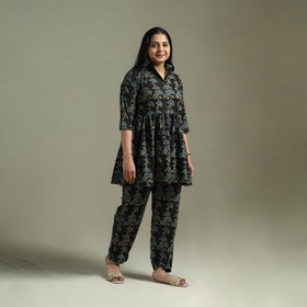 Pure cotton natural dyed ajrakh hand block print night suit