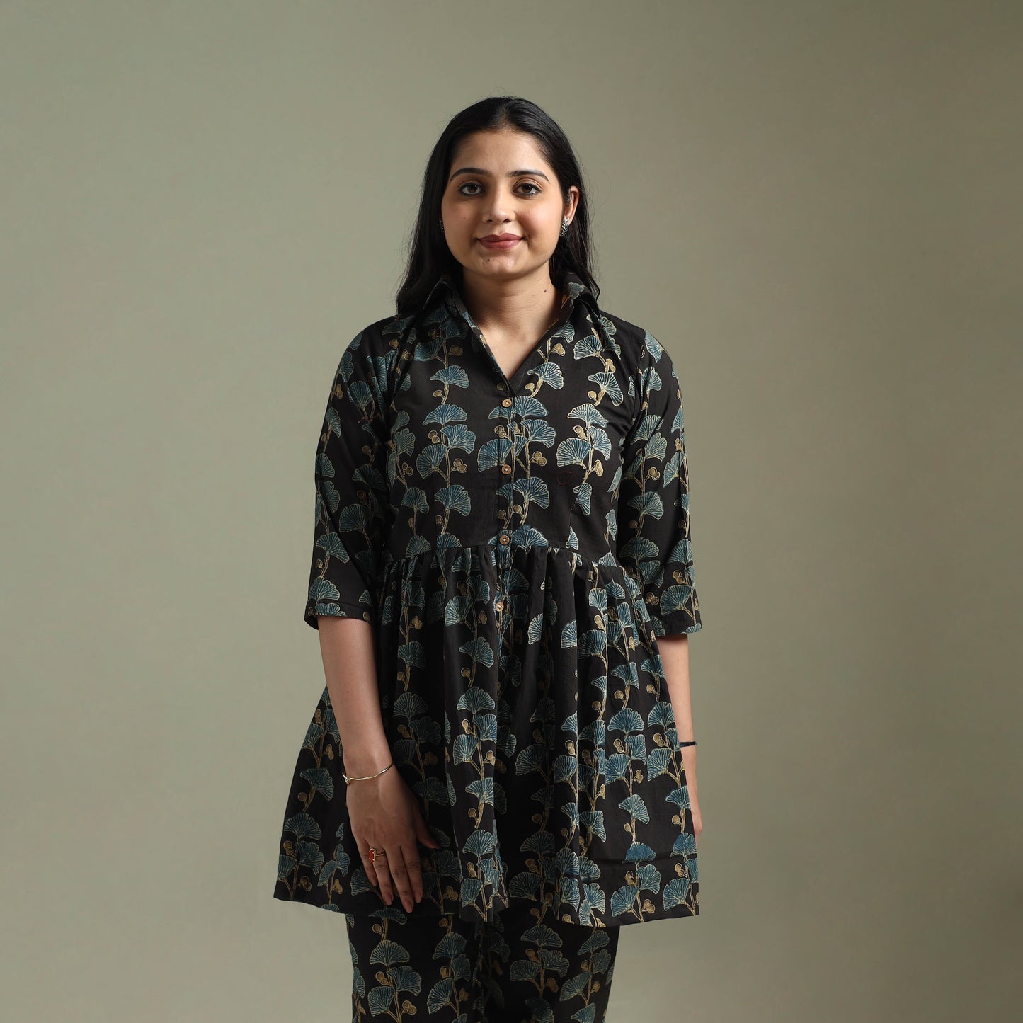 Pure cotton natural dyed ajrakh hand block print night suit