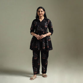Pure cotton natural dyed ajrakh hand block print night suit