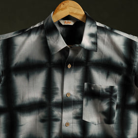 Pure mul cotton half sleeve tie-dye men shibori shirt 02