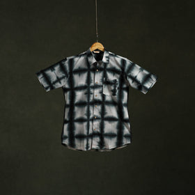 Pure mul cotton half sleeve tie-dye men shibori shirt 02