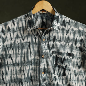 Pure mul cotton half sleeve tie-dye men shibori shirt 07