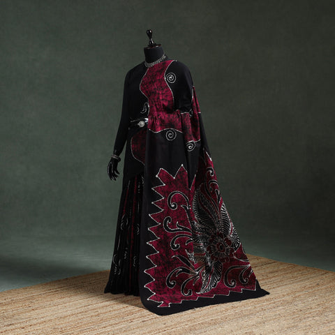 Pure mul cotton hand block batik print saree 12