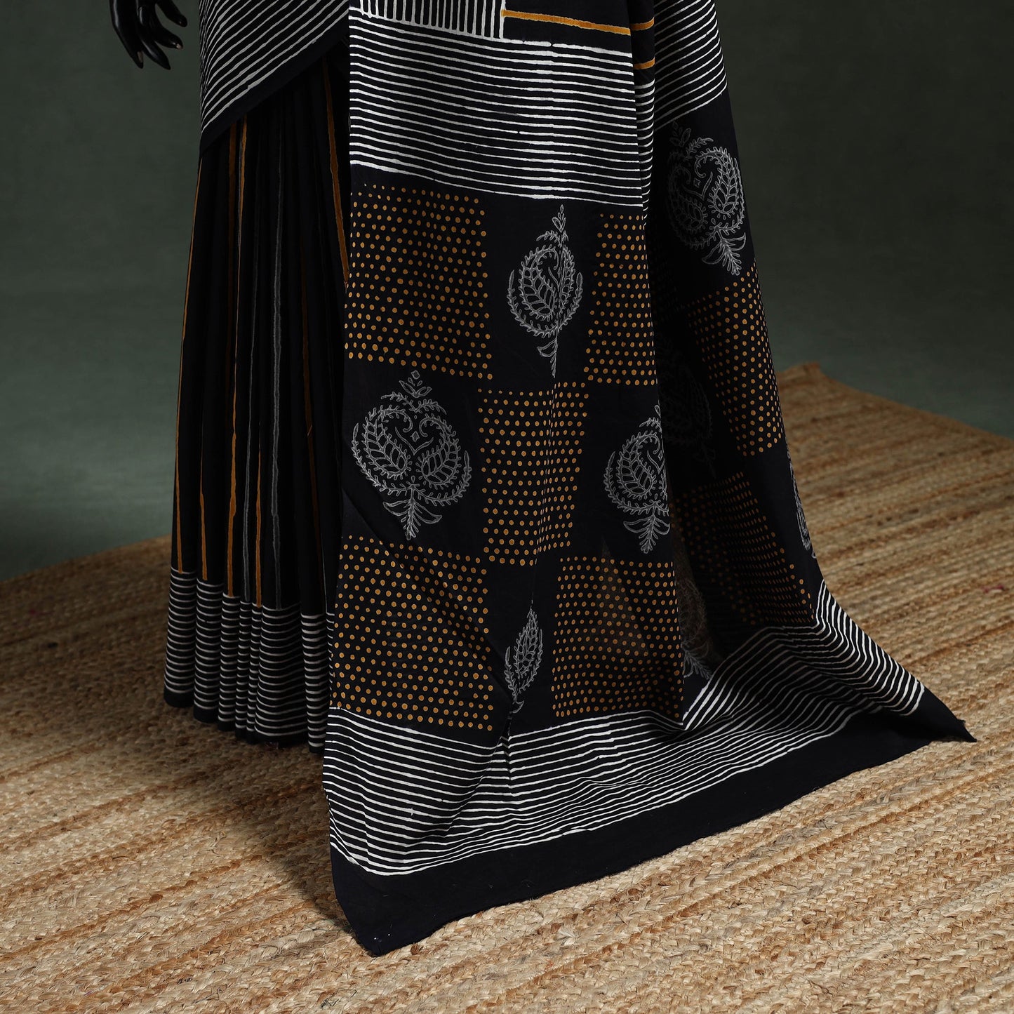 Pure mul cotton hand block sanganeri print saree 53