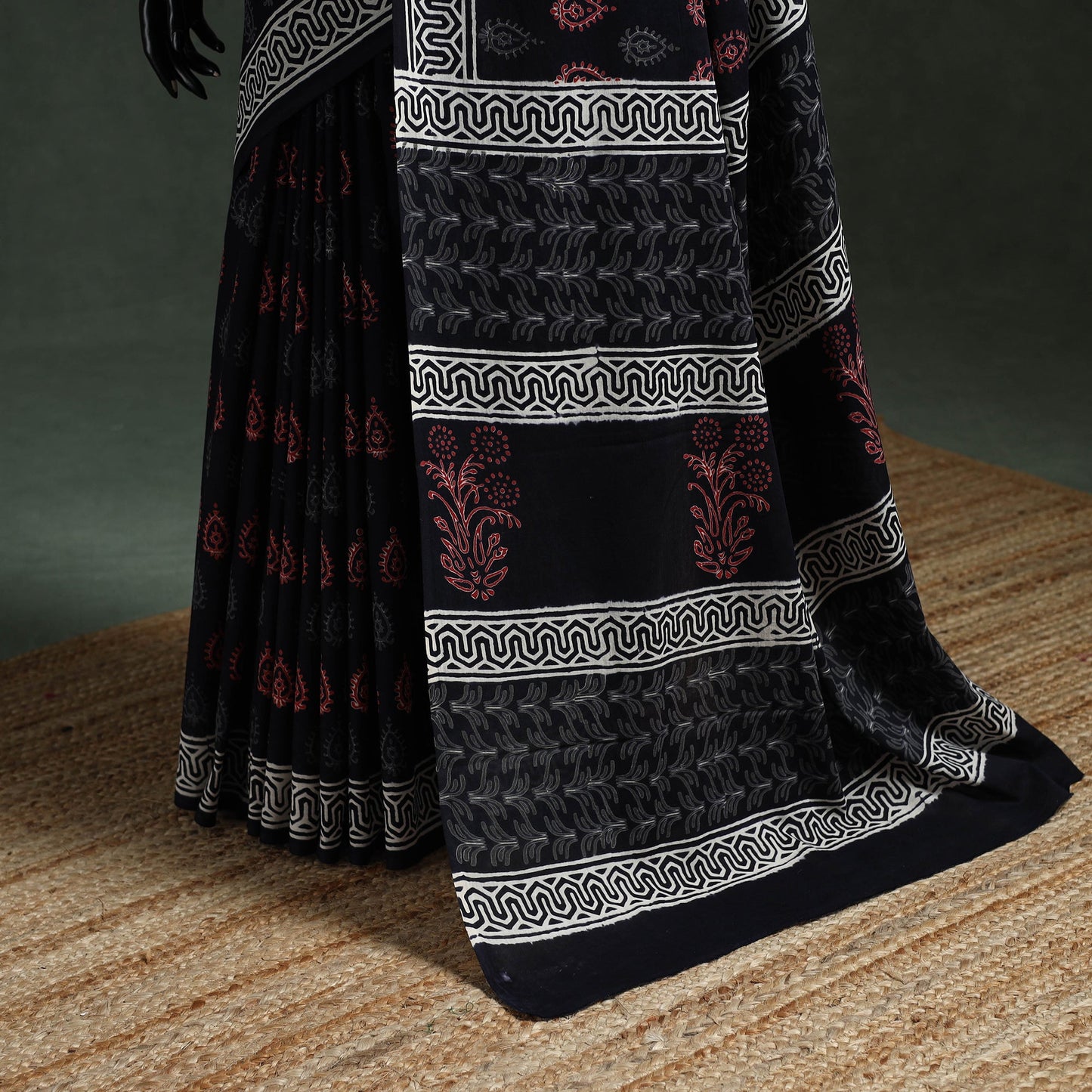 Pure mul cotton hand block sanganeri print saree 54