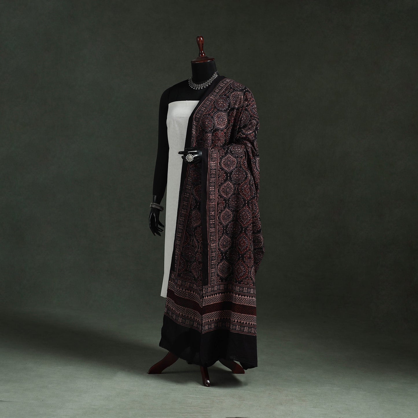 Black - pure mul cotton kutch hand block print natural dyed