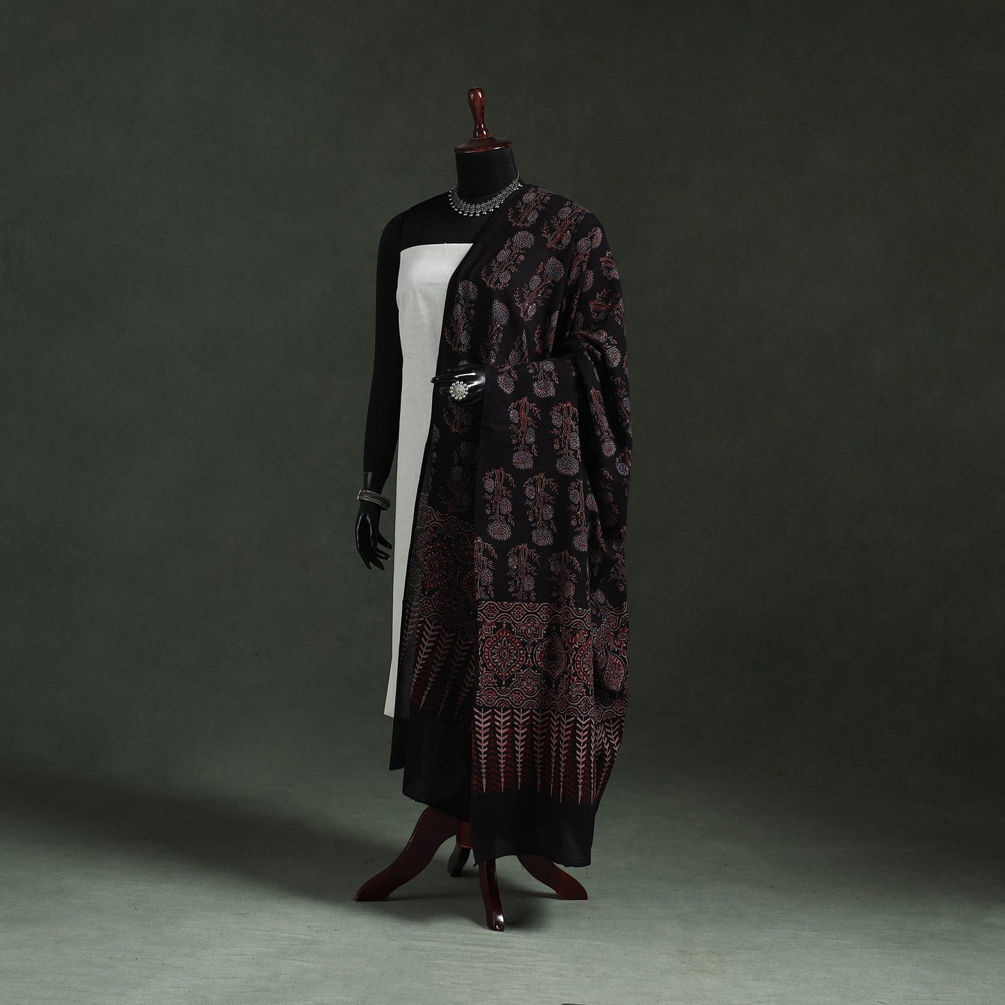 Black - pure mul cotton kutch hand block print natural dyed