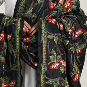 Black - pure silk bengal kantha embroidery dupatta 25