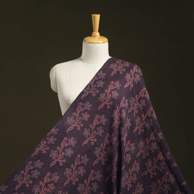 Black - pure wool handloom natural dyed fabric 09