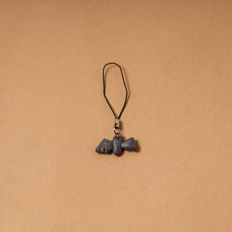 Black - quirklets handpainted clay bat bag charm / keychain