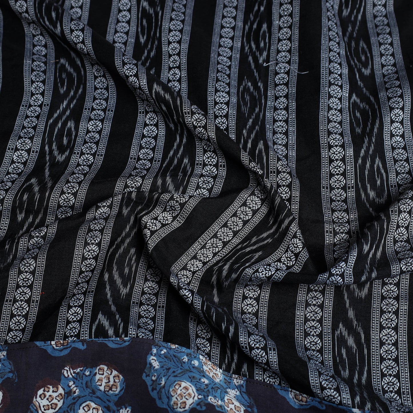 Black - Rangoli Cotton Sambalpuri Ikat Blouse Material 05