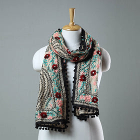 Black Ranihati Chanderi Silk Embroidered Stole