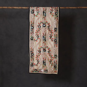 Black - ranihati chanderi silk hand embroidered stole 36