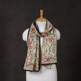 Black - ranihati chanderi silk hand embroidered stole 37