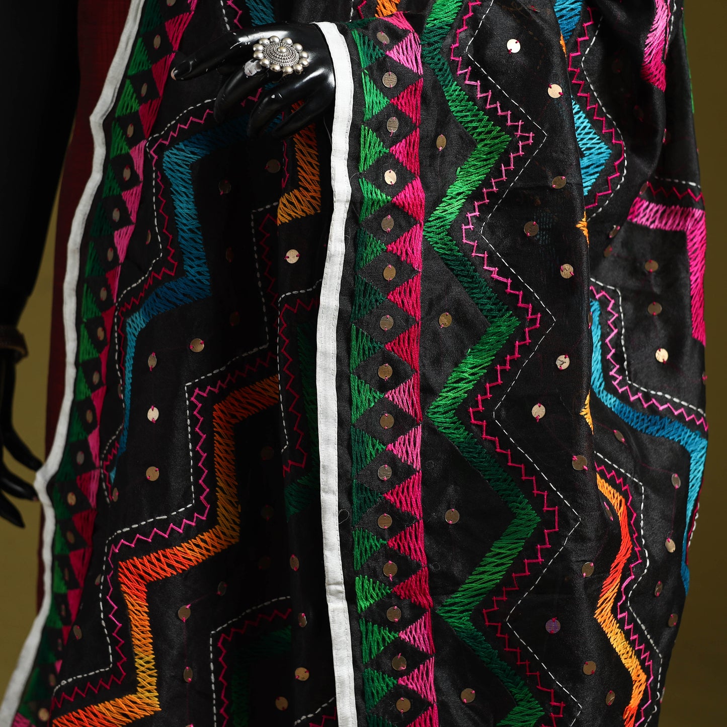 Ranihati chanderi silk zig zag hand embroidery dupatta 36