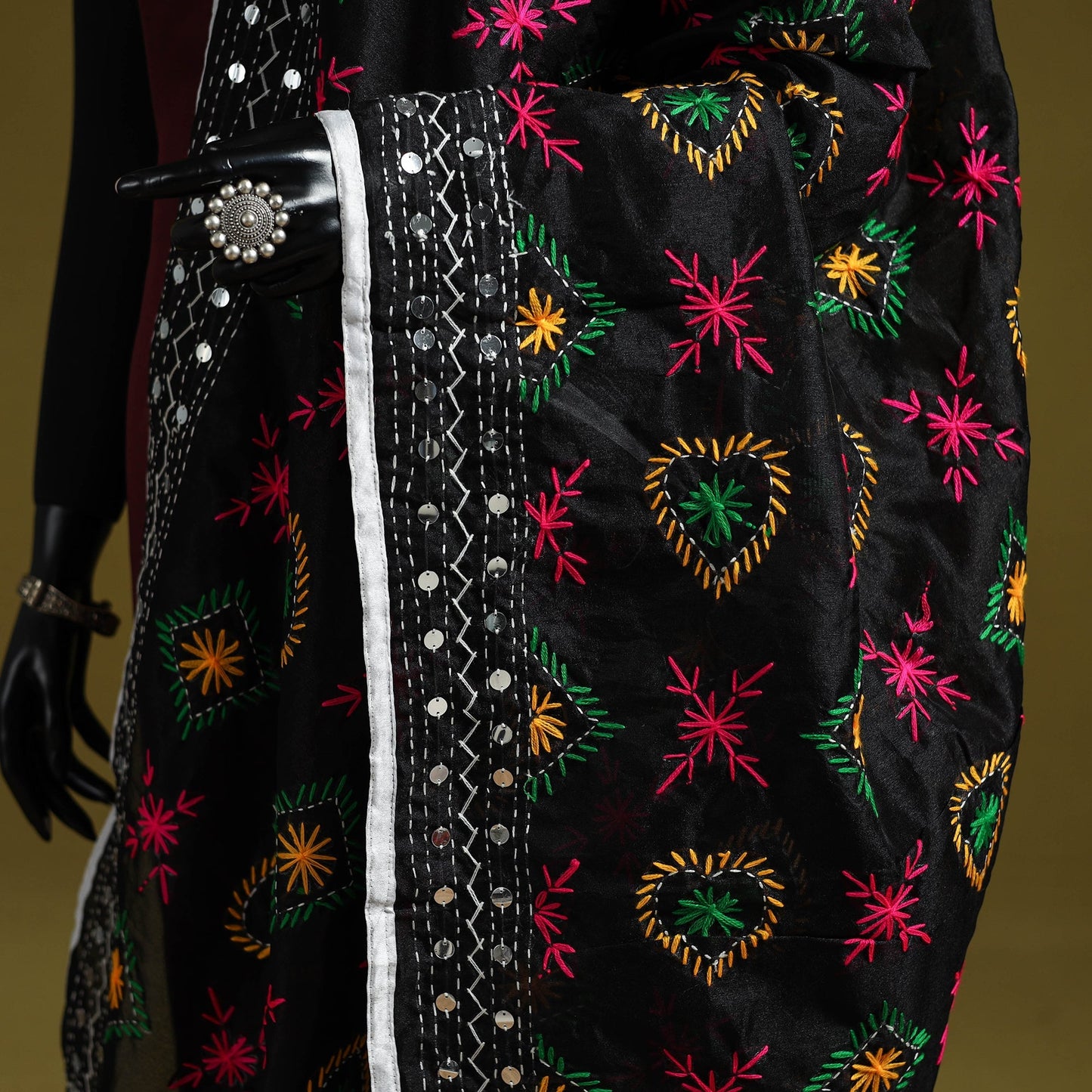 Ranihati chapa work chanderi silk hand embroidery dupatta