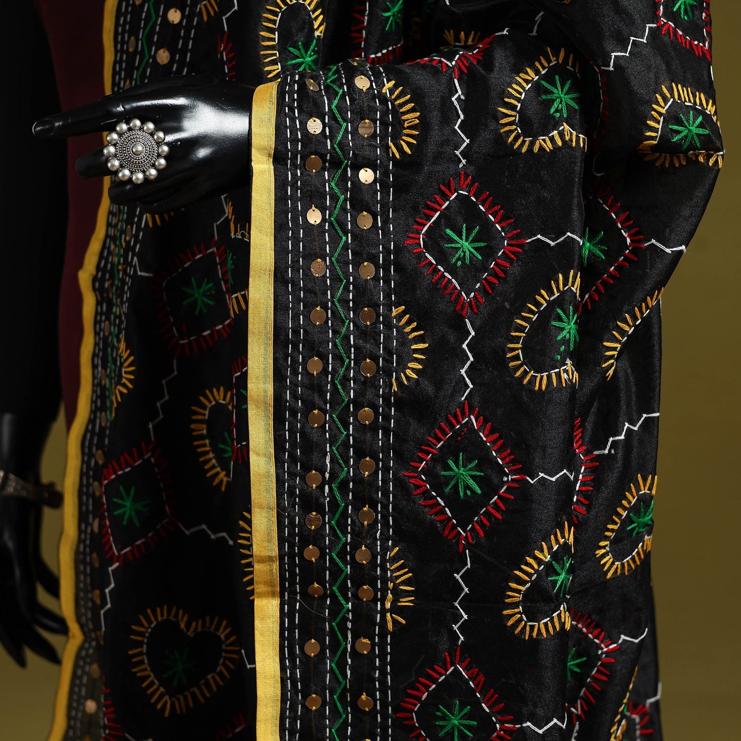 Ranihati chapa work chanderi silk hand embroidery dupatta