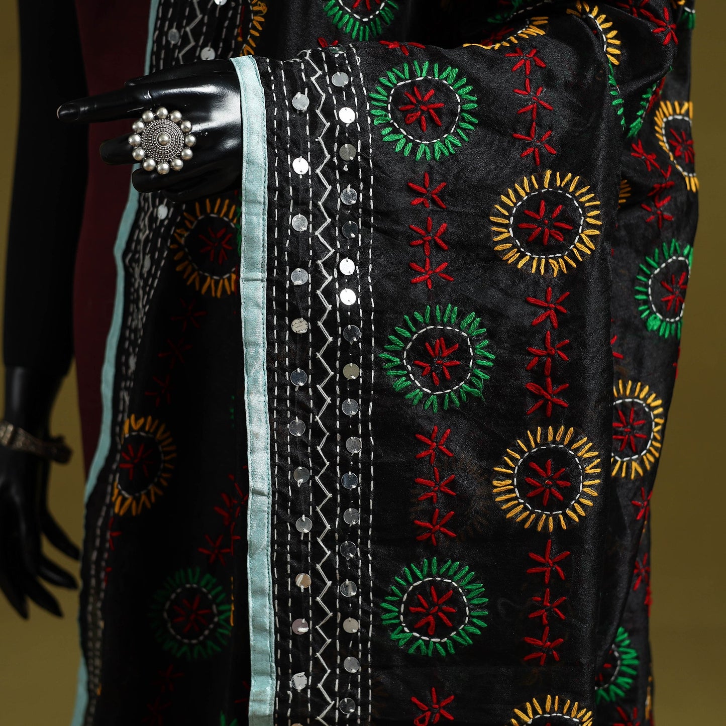 Ranihati chapa work chanderi silk hand embroidery dupatta