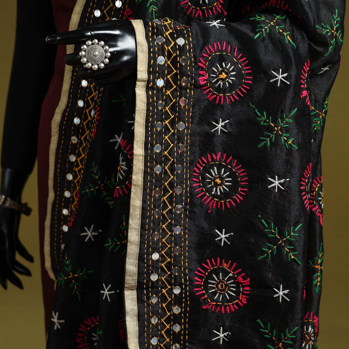 Ranihati chapa work chanderi silk hand embroidery dupatta