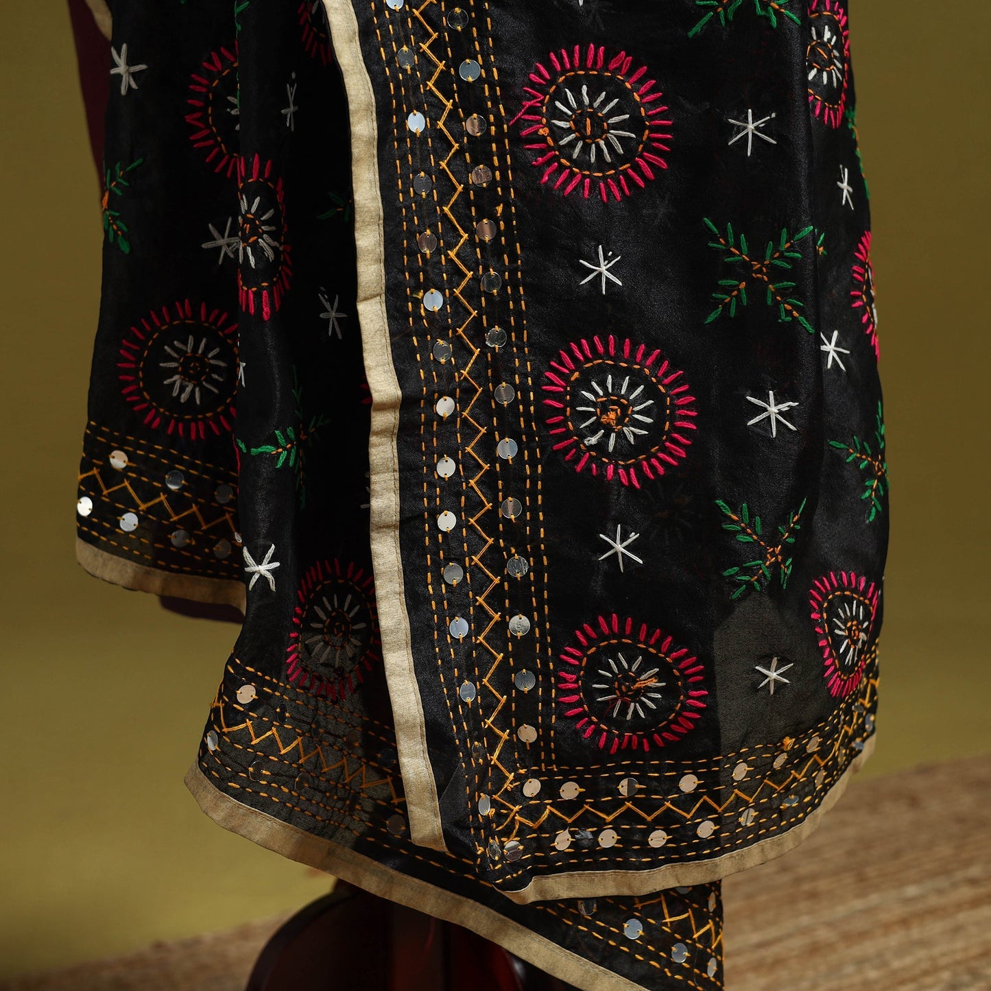 Ranihati chapa work chanderi silk hand embroidery dupatta