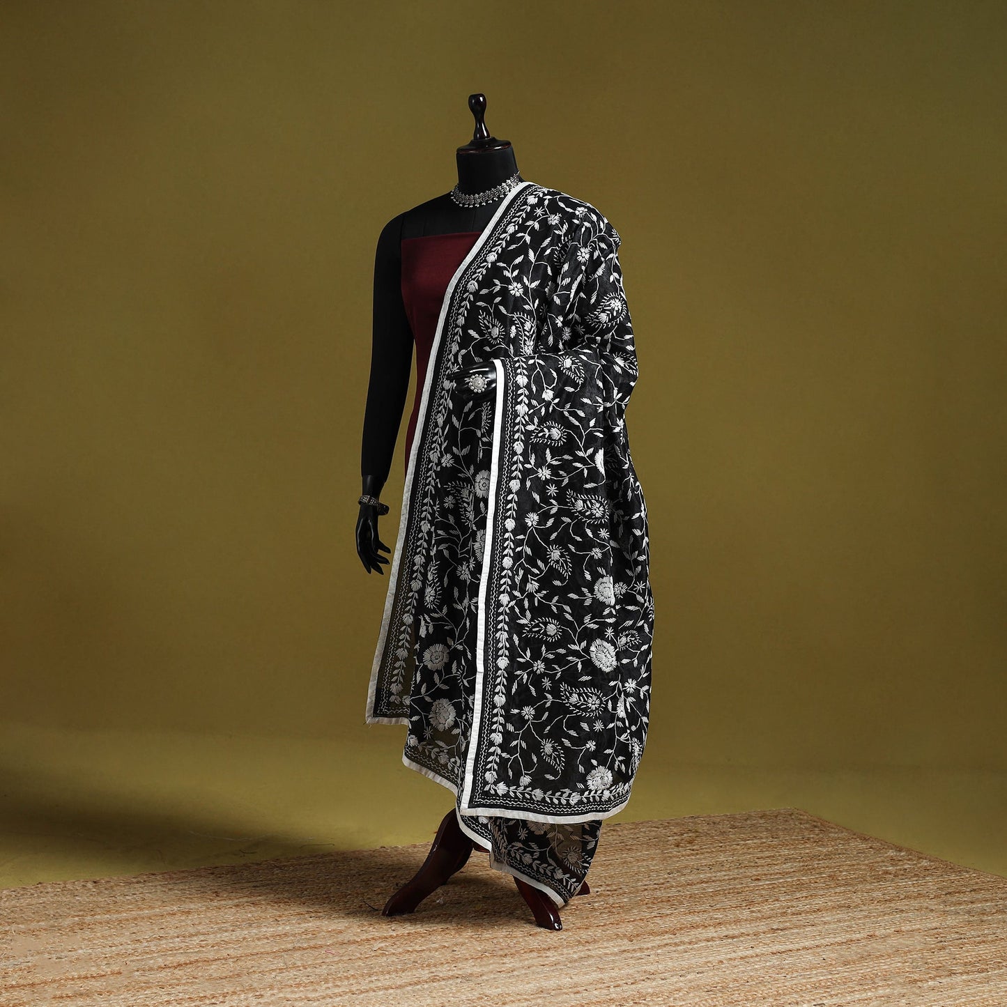 Ranihati chapa work chanderi silk hand embroidery dupatta