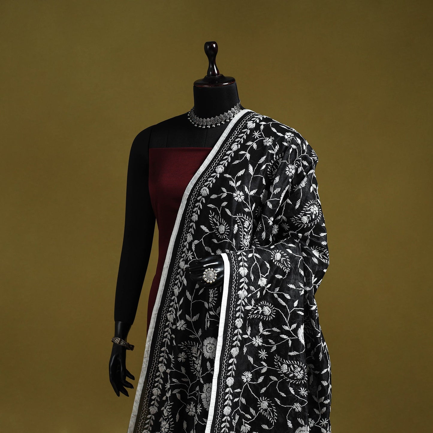 Ranihati chapa work chanderi silk hand embroidery dupatta