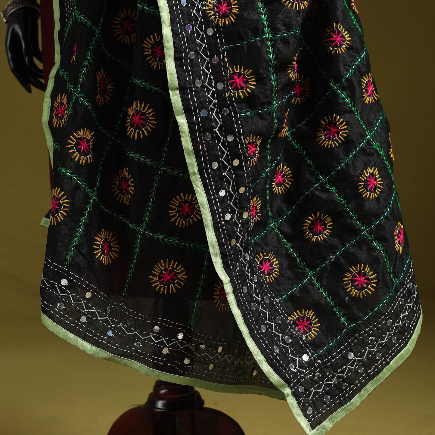 Ranihati chapa work chanderi silk hand embroidery dupatta