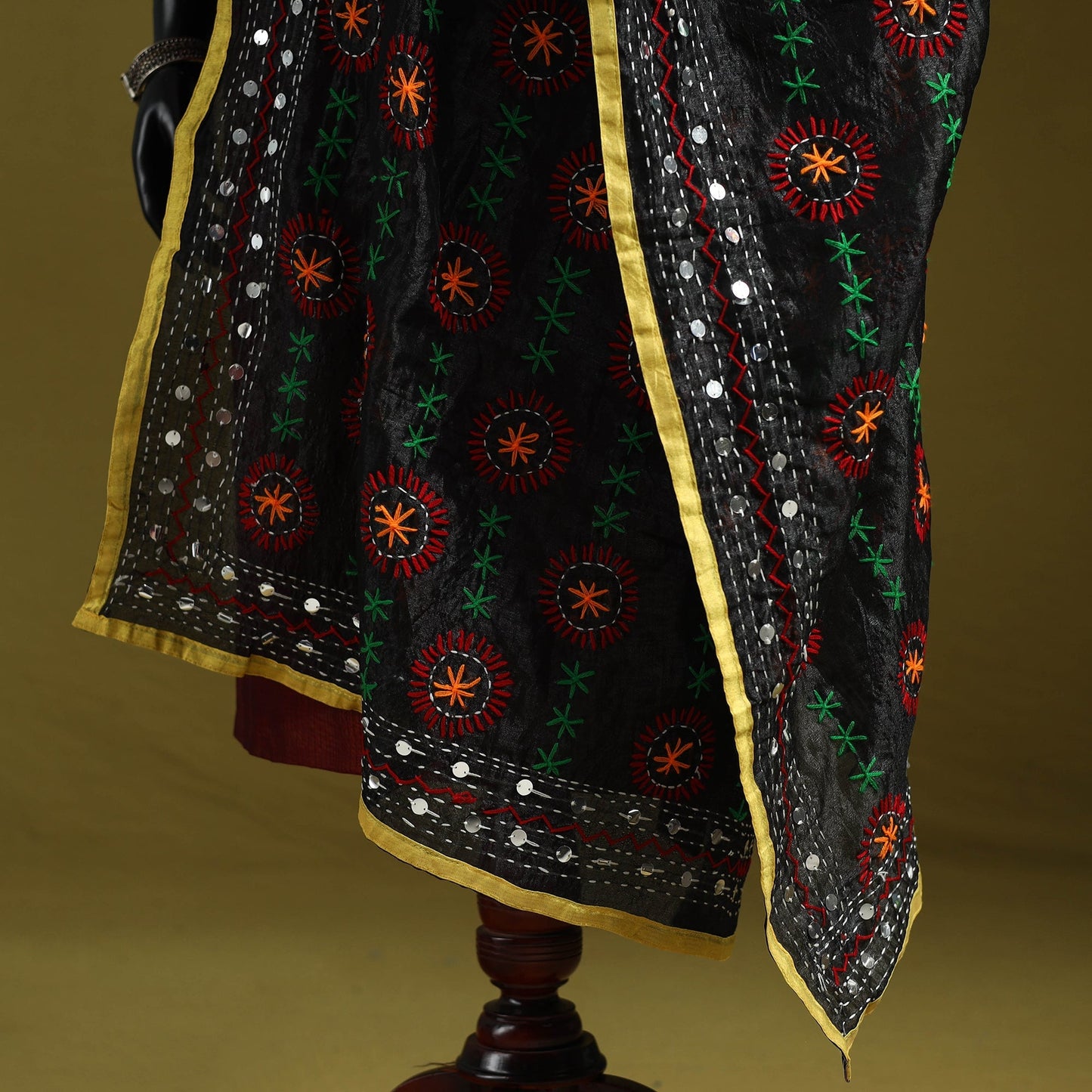 Ranihati chapa work chanderi silk hand embroidery dupatta
