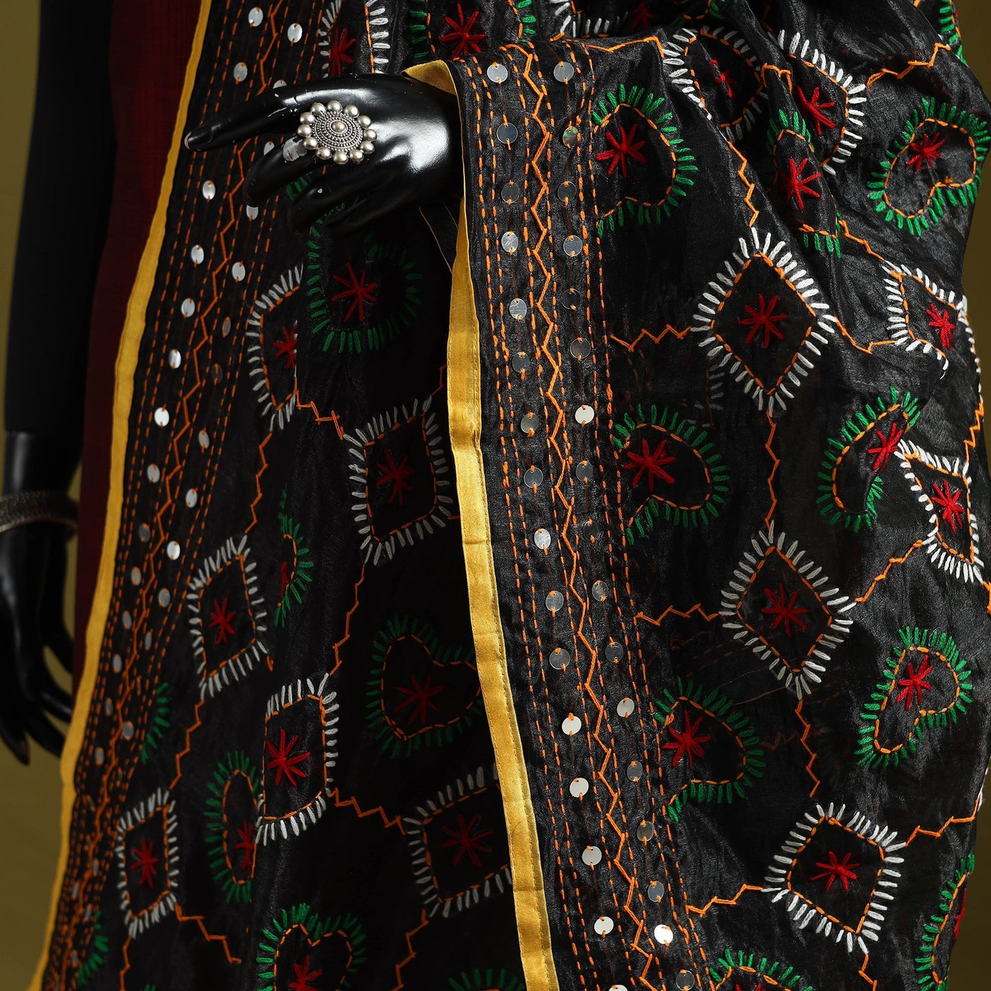 Ranihati chapa work chanderi silk hand embroidery dupatta